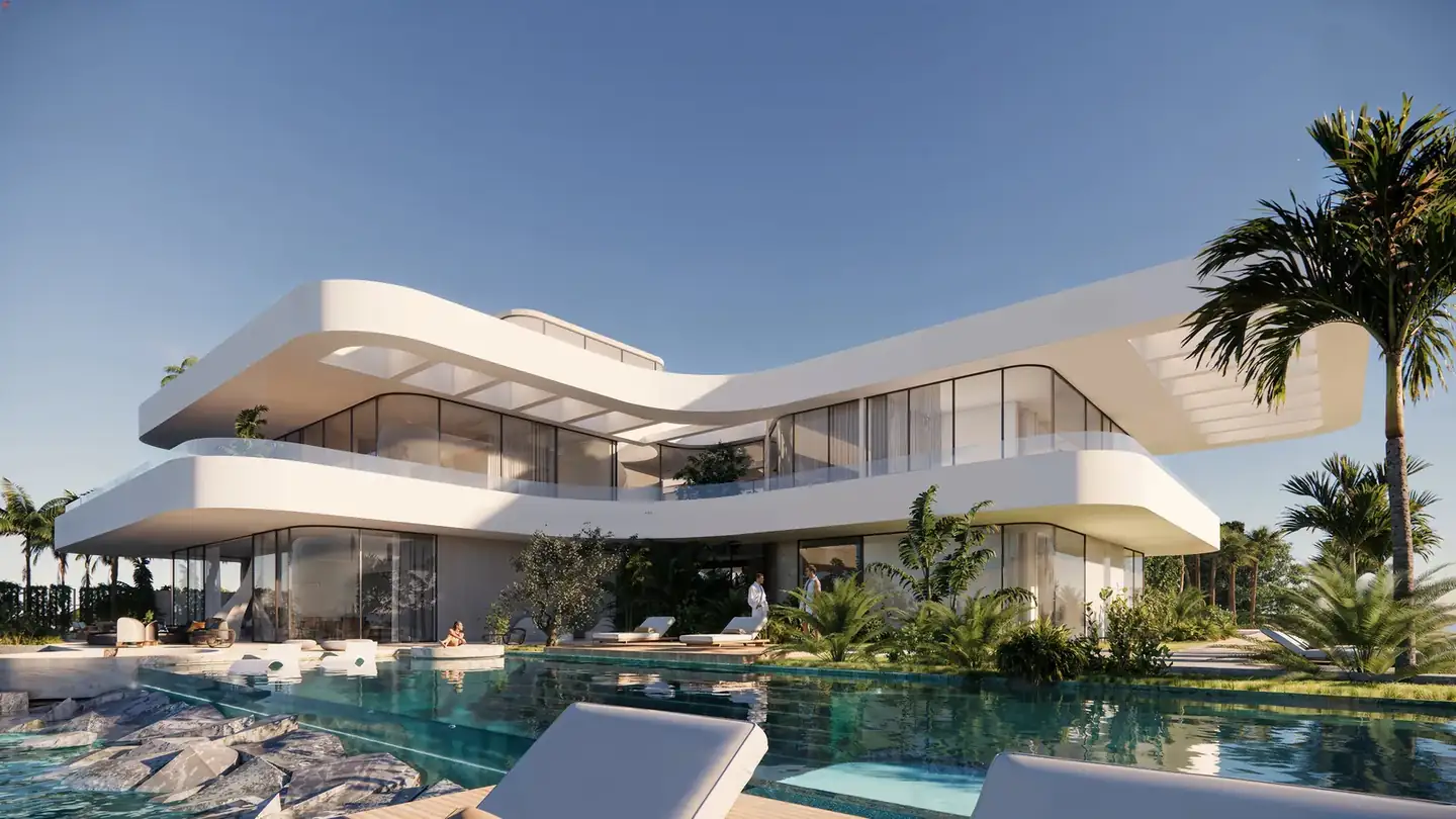 Pool below a roof terrace