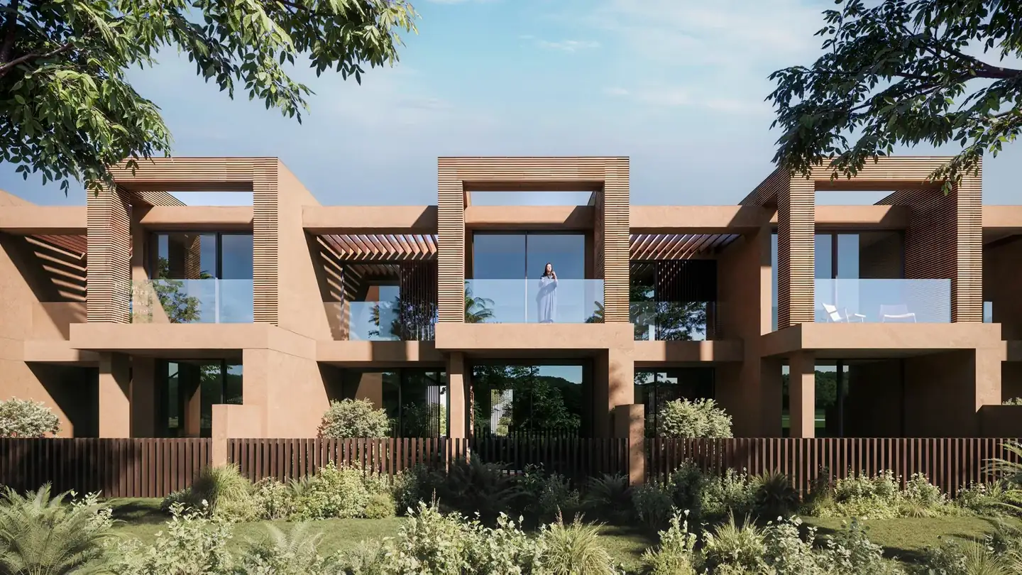 Row of townhouses in earth finish